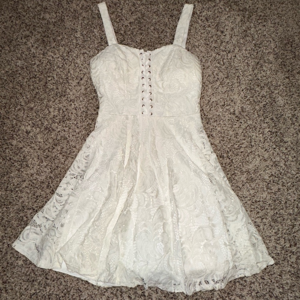 B Darlin White Lace Mini Dress